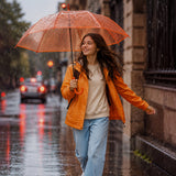 LSB Orange Jelly Transparent Umbrella for Teens & Adults