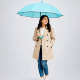 LSB Pastel Blue Solid Black border Umbrella for Adults