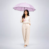 LSB Pastel Pink Solid Black border Umbrella for Adults
