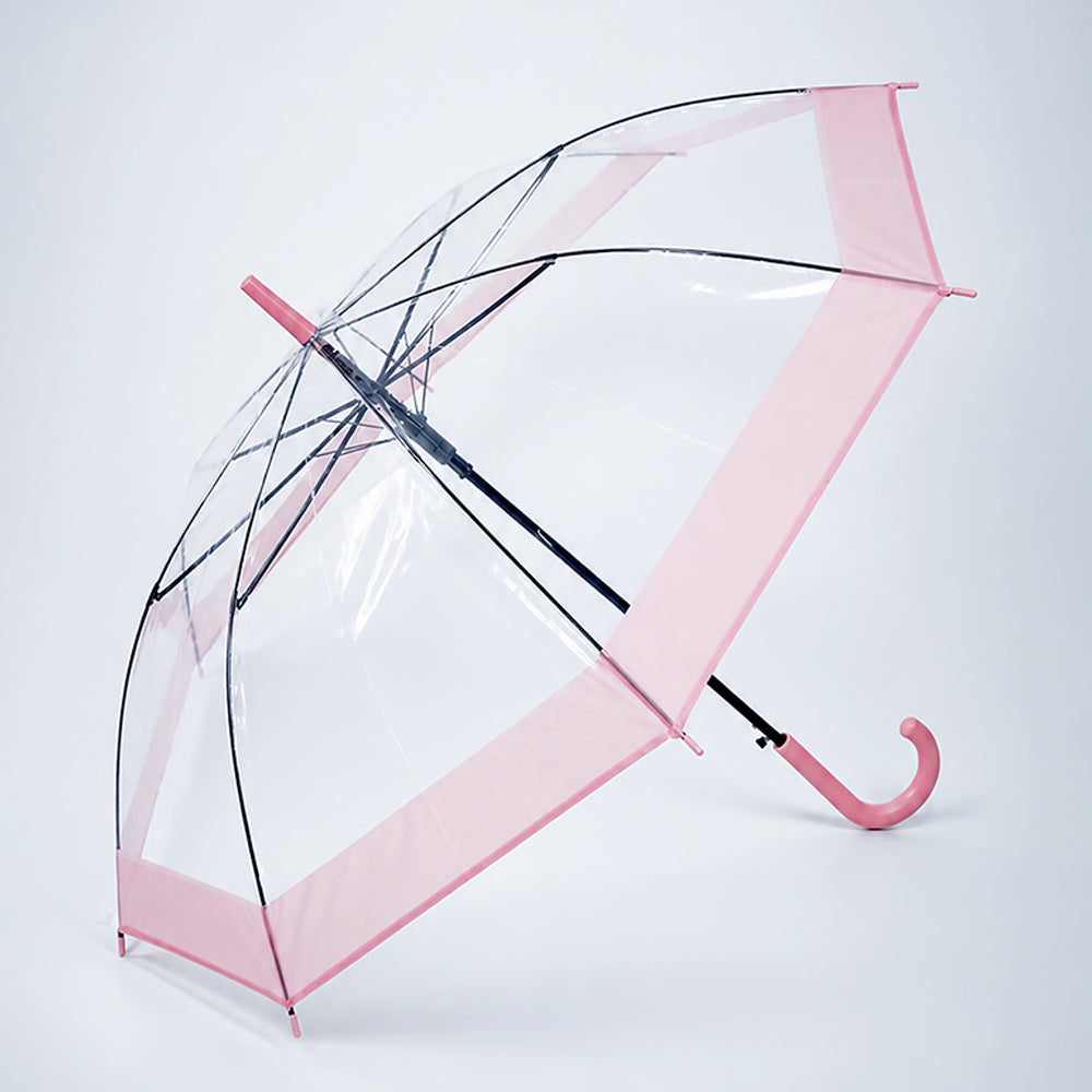 LSB Peach Big Border Transparent Umbrella for Teens & Adults