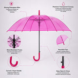 LSB Hot Pink Jelly Transparent Umbrella for Teens & Adults