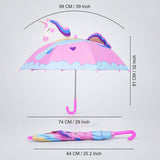 LSB 3D Face Pink Unicorn Umbrella for Kids-3-8Y