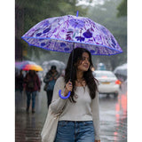 LSB Purple Floral Tile Print Umbrella for Teens & Adults
