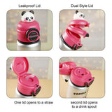 Little Surprise Box,Silver Pink 3d Panda Stainless Steel Kids Water Bottle, 550ml