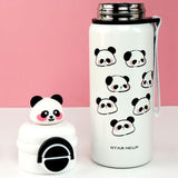 Little Surprise Box,White 3d Panda Stainless Steel Kids Water Bottle, 550ml