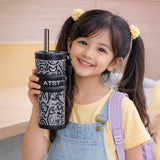 LSB, Black Doodle Fluroscent series Stainless Steel Tumbler and water Bottle for Kids and Adults,550ml