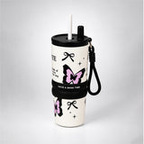 LSB Black Pink Butterfly, Good Time Series, Stainless Steel Tumbler and Water Bottle for Kids & Adults, 710ml