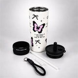 LSB Black Pink Butterfly, Good Time Series, Stainless Steel Tumbler and Water Bottle for Kids & Adults, 710ml