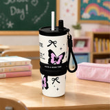 LSB Black Pink Butterfly, Good Time Series, Stainless Steel Tumbler and Water Bottle for Kids & Adults, 710ml