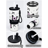 LSB Black Pink Butterfly, Good Time Series, Stainless Steel Tumbler and Water Bottle for Kids & Adults, 710ml