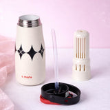LSB, Black & white diamond Moo series insulated thermos Bottle with detachable filter for Kids and Adults, 600ml