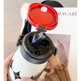LSB, Black & white diamond Moo series insulated thermos Bottle with detachable filter for Kids and Adults, 600ml