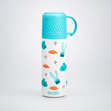 LSB Blue Checks Cup Lid Design, Sleek Stainless Steel Thermos & Water Bottle for Kids, 350ml