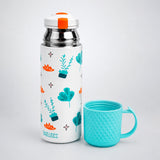 LSB Blue Checks Cup Lid Design, Sleek Stainless Steel Thermos & Water Bottle for Kids, 350ml