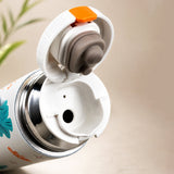 LSB Blue Checks Cup Lid Design, Sleek Stainless Steel Thermos & Water Bottle for Kids, 350ml