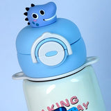 LSB, Blue Dino Bottomlid Series, Stainless Steel Kids Water Bottle , 480ml