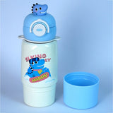 LSB, Blue Dino Bottomlid Series, Stainless Steel Kids Water Bottle , 480ml