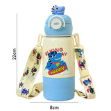 LSB, Blue Dino Bottomlid Series, Stainless Steel Kids Water Bottle , 480ml