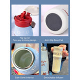 LSB, Blue Star, Moo series insulated thermos Bottle with detachable filter for Kids and Adults, 600ml