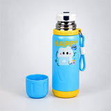 LSB Blue Yellow, Happy Study Design, Stainless Steel Thermos & Water Bottle for Kids, 600ml
