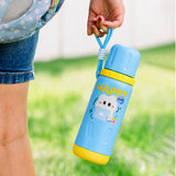 LSB Blue Yellow, Happy Study Design, Stainless Steel Thermos & Water Bottle for Kids, 600ml