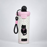 LSB Bow Catty, Black Ball Lid Series, Stainless Steel Tumbler and Water Bottle for Kids & Adults, 650ml