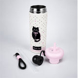 LSB Bow Catty, Black Ball Lid Series, Stainless Steel Tumbler and Water Bottle for Kids & Adults, 650ml