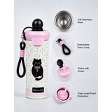 LSB Bow Catty, Black Ball Lid Series, Stainless Steel Tumbler and Water Bottle for Kids & Adults, 650ml