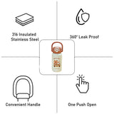 LSB, Brown checks Capybara with Matching Cover Stainless Steel Water Bottle for Kids,500 ml