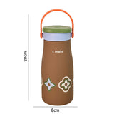 LSB, Brown Green Lid Moo series insulated thermos Bottle with detachable filter for Kids and Adults, 600ml