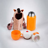 LSB Brown Horse Design, Two Lid Series with Plush Cover, Stainless Steel Water Bottle & Hot thermos flask for Kids and Toddlers, 500ml