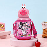 LSB, Bunny 3d Face Lid with Matching Cover Stainless Steel Water Bottle for Kids,550 ml