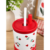 LSB Red Cherry Hearts, Good Time Series, Stainless Steel Tumbler and Water Bottle for Kids & Adults, 710ml