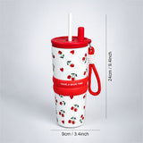 LSB Red Cherry Hearts, Good Time Series, Stainless Steel Tumbler and Water Bottle for Kids & Adults, 710ml