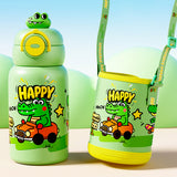 LSB, Crocodile 3d Face Lid with Matching Cover Stainless Steel Water Bottle for Kids,550 ml