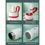 LSB, Cream red Apple design Jumbo Straw Series Stainless Steel Water Bottle fot kids, Teens and Adults,700 ml