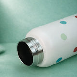 LSB, Cream red Apple design Jumbo Straw Series Stainless Steel Water Bottle fot kids, Teens and Adults,700 ml