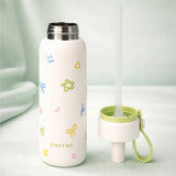 LSB, Cream Green Bow & Star Jumbo Straw Series Stainless Steel Water Bottle fot kids, Teens and Adults,700 ml