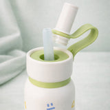 LSB, Cream Green Bow & Star Jumbo Straw Series Stainless Steel Water Bottle fot kids, Teens and Adults,700 ml