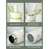 LSB, Cream Green Bow & Star Jumbo Straw Series Stainless Steel Water Bottle fot kids, Teens and Adults,700 ml