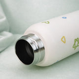 LSB, Cream Green Bow & Star Jumbo Straw Series Stainless Steel Water Bottle fot kids, Teens and Adults,700 ml
