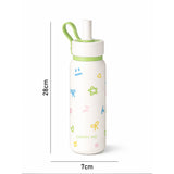 LSB, Cream Green Bow & Star Jumbo Straw Series Stainless Steel Water Bottle fot kids, Teens and Adults,700 ml
