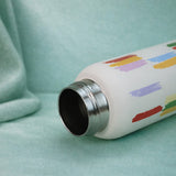 LSB, Cream Purple Brush stroke Jumbo Straw Series Stainless Steel Water Bottle fot kids, Teens and Adults,700 ml