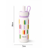 LSB, Cream Purple Brush stroke Jumbo Straw Series Stainless Steel Water Bottle fot kids, Teens and Adults,700 ml