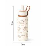 LSB, Cream Brown cake design Jumbo Straw Series Stainless Steel Water Bottle fot kids, Teens and Adults,700 ml