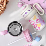 LSB, Cream Pastel XOXO series, Stainless Steel Tumbler and Water Bottle for Kids & Adults, 540ml