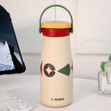 LSB, Cream & Red pattern Moo series insulated thermos Bottle with detachable filter for Kids and Adults, 600ml