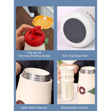 LSB, Cream & Red pattern Moo series insulated thermos Bottle with detachable filter for Kids and Adults, 600ml