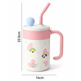 LSB, Doggy with Pink Hearts, Cupstyle Series Stainless Steel Tumbler Bottle with detachable infuser for kids, Teens and Adults,620 ml