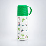 LSB Green Checks Cup Lid Design, Sleek Stainless Steel Thermos & Water Bottle for Kids, 350ml